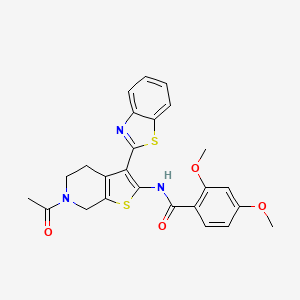 molecular formula C25H23N3O4S2 B2870507 N-(6-acetyl-3-(benzo[d]thiazol-2-yl)-4,5,6,7-tetrahydrothieno[2,3-c]pyridin-2-yl)-2,4-dimethoxybenzamide CAS No. 864859-44-9