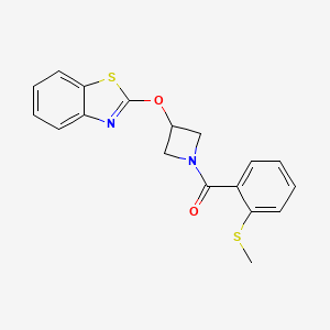 molecular formula C18H16N2O2S2 B2870508 (3-(Benzo[d]thiazol-2-yloxy)azetidin-1-yl)(2-(methylthio)phenyl)methanone CAS No. 1421525-14-5