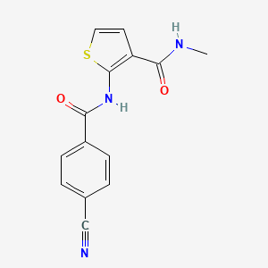 molecular formula C14H11N3O2S B2870509 2-(4-cyanobenzamido)-N-methylthiophene-3-carboxamide CAS No. 864974-60-7