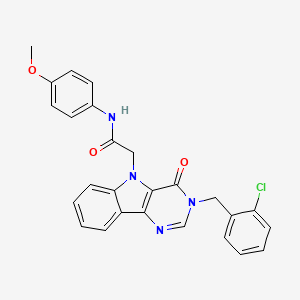 molecular formula C26H21ClN4O3 B2870521 2-(3-(2-chlorobenzyl)-4-oxo-3H-pyrimido[5,4-b]indol-5(4H)-yl)-N-(4-methoxyphenyl)acetamide CAS No. 1185117-24-1