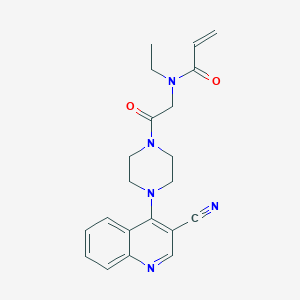 molecular formula C21H23N5O2 B2870535 N-[2-[4-(3-Cyanoquinolin-4-yl)piperazin-1-yl]-2-oxoethyl]-N-ethylprop-2-enamide CAS No. 2361711-24-0