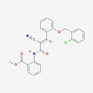 molecular formula C25H19ClN2O4 B2870544 methyl 2-[[(E)-3-[2-[(2-chlorophenyl)methoxy]phenyl]-2-cyanoprop-2-enoyl]amino]benzoate CAS No. 380477-56-5