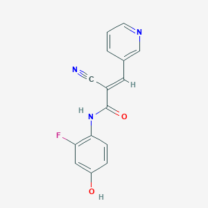 molecular formula C15H10FN3O2 B2870546 (E)-2-cyano-N-(2-fluoro-4-hydroxyphenyl)-3-(3-pyridinyl)-2-propenamide CAS No. 338393-99-0