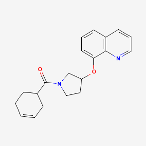 molecular formula C20H22N2O2 B2870553 Cyclohex-3-en-1-yl(3-(quinolin-8-yloxy)pyrrolidin-1-yl)methanone CAS No. 1903225-92-2