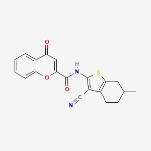 molecular formula C20H16N2O3S B2870557 N-(3-cyano-6-methyl-4,5,6,7-tetrahydro-1-benzothiophen-2-yl)-4-oxochromene-2-carboxamide CAS No. 361166-61-2