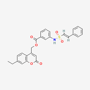 molecular formula C27H23NO6S B2870563 (7-ethyl-2-oxochromen-4-yl)methyl 3-[[(E)-2-phenylethenyl]sulfonylamino]benzoate CAS No. 795287-40-0