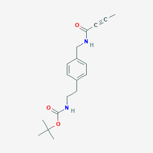 molecular formula C18H24N2O3 B2870568 Tert-butyl N-[2-[4-[(but-2-ynoylamino)methyl]phenyl]ethyl]carbamate CAS No. 2411305-96-7