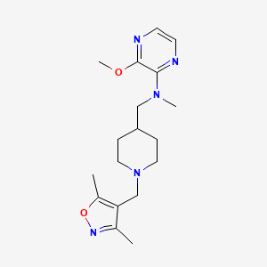 molecular formula C18H27N5O2 B2870569 N-[[1-[(3,5-Dimethyl-1,2-oxazol-4-yl)methyl]piperidin-4-yl]methyl]-3-methoxy-N-methylpyrazin-2-amine CAS No. 2415565-52-3