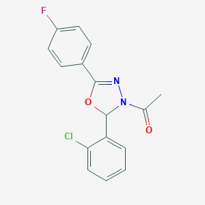 molecular formula C16H12ClFN2O2 B287057 3-Acetyl-2-(2-chlorophenyl)-5-(4-fluorophenyl)-2,3-dihydro-1,3,4-oxadiazole 