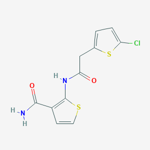 molecular formula C11H9ClN2O2S2 B2870571 2-(2-(5-Chlorothiophen-2-yl)acetamido)thiophene-3-carboxamide CAS No. 921546-68-1