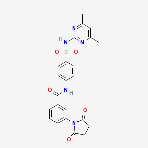 molecular formula C23H21N5O5S B2870572 N-(4-(N-(4,6-dimethylpyrimidin-2-yl)sulfamoyl)phenyl)-3-(2,5-dioxopyrrolidin-1-yl)benzamide CAS No. 457651-00-2