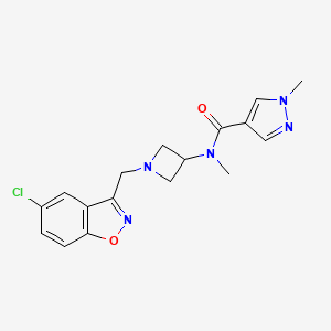 molecular formula C17H18ClN5O2 B2870575 N-[1-[(5-Chloro-1,2-benzoxazol-3-yl)methyl]azetidin-3-yl]-N,1-dimethylpyrazole-4-carboxamide CAS No. 2380172-04-1