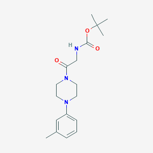 molecular formula C18H27N3O3 B2870584 1-Tert-butoxycarbonyl-2-[4-(3-methylphenyl)piperazin-1-yl]-2-oxoethylamine CAS No. 1986486-71-8