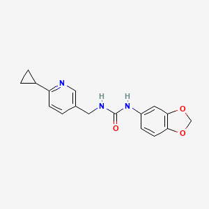 molecular formula C17H17N3O3 B2870594 3-(2H-1,3-benzodioxol-5-yl)-1-[(6-cyclopropylpyridin-3-yl)methyl]urea CAS No. 2097862-16-1