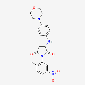 molecular formula C21H22N4O5 B2870595 1-(2-Methyl-5-nitrophenyl)-3-((4-morpholinophenyl)amino)pyrrolidine-2,5-dione CAS No. 474006-25-2