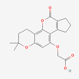molecular formula C19H20O6 B2870596 [(2,2-dimethyl-6-oxo-3,4,6,7,8,9-hexahydro-2H-cyclopenta[c]pyrano[2,3-h]chromen-10-yl)oxy]acetic acid CAS No. 859134-29-5