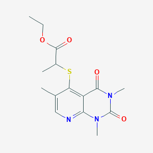 molecular formula C15H19N3O4S B2870599 Ethyl 2-((1,3,6-trimethyl-2,4-dioxo-1,2,3,4-tetrahydropyrido[2,3-d]pyrimidin-5-yl)thio)propanoate CAS No. 942002-25-7