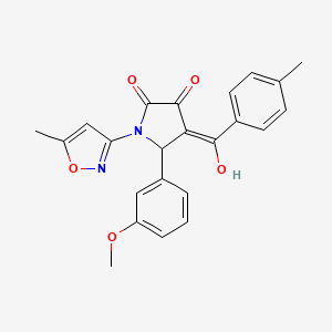 molecular formula C23H20N2O5 B2870600 3-hydroxy-5-(3-methoxyphenyl)-4-(4-methylbenzoyl)-1-(5-methylisoxazol-3-yl)-1H-pyrrol-2(5H)-one CAS No. 618874-35-4