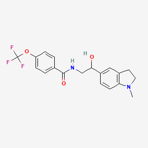 molecular formula C19H19F3N2O3 B2870602 N-(2-hydroxy-2-(1-methylindolin-5-yl)ethyl)-4-(trifluoromethoxy)benzamide CAS No. 1706153-46-9