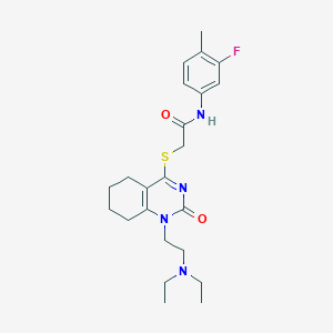 2-((1-(2-(diethylamino)ethyl)-2-oxo-1,2,5,6,7,8-hexahydroquinazolin-4-yl)thio)-N-(3-fluoro-4-methylphenyl)acetamide