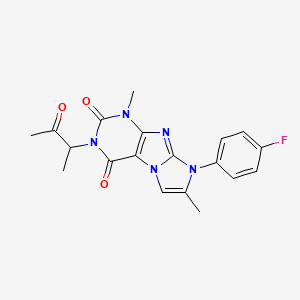 molecular formula C19H18FN5O3 B2870613 6-(4-Fluorophenyl)-4,7-dimethyl-2-(3-oxobutan-2-yl)purino[7,8-a]imidazole-1,3-dione CAS No. 876669-99-7