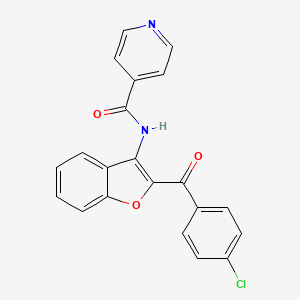 molecular formula C21H13ClN2O3 B2870615 N-(2-(4-chlorobenzoyl)benzofuran-3-yl)isonicotinamide CAS No. 921042-03-7