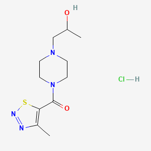molecular formula C11H19ClN4O2S B2870619 (4-(2-Hydroxypropyl)piperazin-1-yl)(4-methyl-1,2,3-thiadiazol-5-yl)methanone hydrochloride CAS No. 1396792-28-1