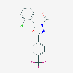 molecular formula C17H12ClF3N2O2 B287062 3-Acetyl-2-(2-chlorophenyl)-5-[4-(trifluoromethyl)phenyl]-2,3-dihydro-1,3,4-oxadiazole 