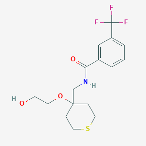molecular formula C16H20F3NO3S B2870625 N-((4-(2-hydroxyethoxy)tetrahydro-2H-thiopyran-4-yl)methyl)-3-(trifluoromethyl)benzamide CAS No. 2309552-20-1