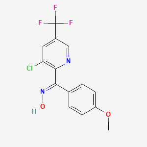 molecular formula C14H10ClF3N2O2 B2870633 [3-Chloro-5-(trifluoromethyl)-2-pyridinyl](4-methoxyphenyl)methanone oxime CAS No. 339106-69-3