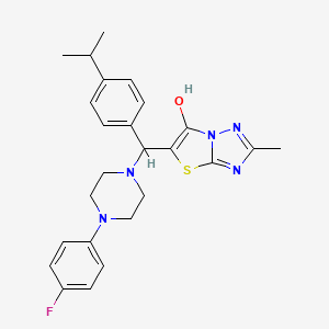 molecular formula C25H28FN5OS B2870634 5-((4-(4-Fluorophenyl)piperazin-1-yl)(4-isopropylphenyl)methyl)-2-methylthiazolo[3,2-b][1,2,4]triazol-6-ol CAS No. 851810-17-8