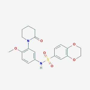molecular formula C20H22N2O6S B2870639 N-[4-methoxy-3-(2-oxopiperidin-1-yl)phenyl]-2,3-dihydro-1,4-benzodioxine-6-sulfonamide CAS No. 941893-71-6
