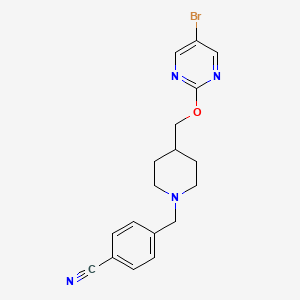 molecular formula C18H19BrN4O B2870641 4-[[4-[(5-Bromopyrimidin-2-yl)oxymethyl]piperidin-1-yl]methyl]benzonitrile CAS No. 2379973-13-2