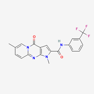 molecular formula C20H15F3N4O2 B2870642 1,7-dimethyl-4-oxo-N-(3-(trifluoromethyl)phenyl)-1,4-dihydropyrido[1,2-a]pyrrolo[2,3-d]pyrimidine-2-carboxamide CAS No. 896809-84-0