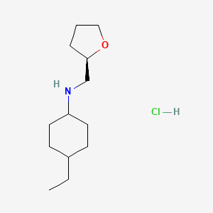 molecular formula C13H26ClNO B2870643 4-Ethyl-N-[[(2R)-oxolan-2-yl]methyl]cyclohexan-1-amine;hydrochloride CAS No. 2445749-84-6