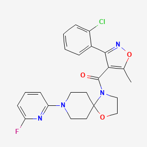 molecular formula C23H22ClFN4O3 B2870644 [3-(2-Chlorophenyl)-5-methyl-4-isoxazolyl][8-(6-fluoro-2-pyridinyl)-1-oxa-4,8-diazaspiro[4.5]dec-4-yl]methanone CAS No. 303151-57-7