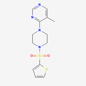 molecular formula C13H16N4O2S2 B2870652 5-Methyl-4-(4-(thiophen-2-ylsulfonyl)piperazin-1-yl)pyrimidine CAS No. 1428367-05-8