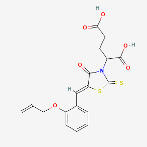 molecular formula C18H17NO6S2 B2870654 (Z)-2-(5-(2-(allyloxy)benzylidene)-4-oxo-2-thioxothiazolidin-3-yl)pentanedioic acid CAS No. 853903-97-6