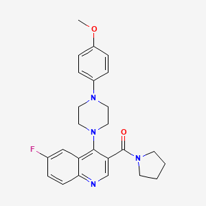 molecular formula C25H27FN4O2 B2870660 (6-Fluoro-4-(4-(4-methoxyphenyl)piperazin-1-yl)quinolin-3-yl)(pyrrolidin-1-yl)methanone CAS No. 1326830-56-1
