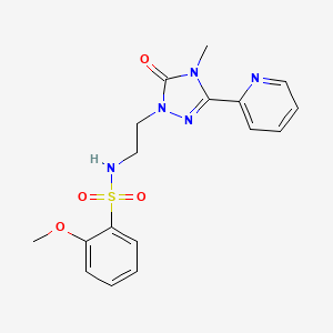 molecular formula C17H19N5O4S B2870661 2-methoxy-N-(2-(4-methyl-5-oxo-3-(pyridin-2-yl)-4,5-dihydro-1H-1,2,4-triazol-1-yl)ethyl)benzenesulfonamide CAS No. 1210486-20-6