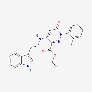 molecular formula C24H24N4O3 B2870675 ethyl 4-((2-(1H-indol-3-yl)ethyl)amino)-6-oxo-1-(o-tolyl)-1,6-dihydropyridazine-3-carboxylate CAS No. 922067-87-6