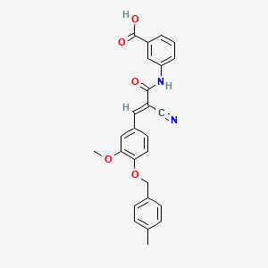 molecular formula C26H22N2O5 B2870676 3-[[(E)-2-cyano-3-[3-methoxy-4-[(4-methylphenyl)methoxy]phenyl]prop-2-enoyl]amino]benzoic acid CAS No. 380475-42-3