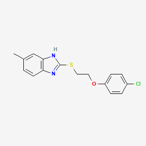 molecular formula C16H15ClN2OS B2870677 2-{[2-(4-chlorophenoxy)ethyl]sulfanyl}-5-methyl-1H-1,3-benzodiazole CAS No. 340739-82-4
