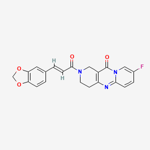 molecular formula C21H16FN3O4 B2870678 (E)-2-(3-(benzo[d][1,3]dioxol-5-yl)acryloyl)-8-fluoro-3,4-dihydro-1H-dipyrido[1,2-a:4',3'-d]pyrimidin-11(2H)-one CAS No. 2035007-72-6