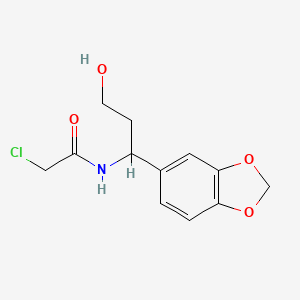 molecular formula C12H14ClNO4 B2870679 N-[1-(1,3-Benzodioxol-5-yl)-3-hydroxypropyl]-2-chloroacetamide CAS No. 2411254-38-9