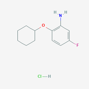 molecular formula C12H17ClFNO B2870697 2-Cyclohexyloxy-5-fluoroaniline;hydrochloride CAS No. 2402829-14-3