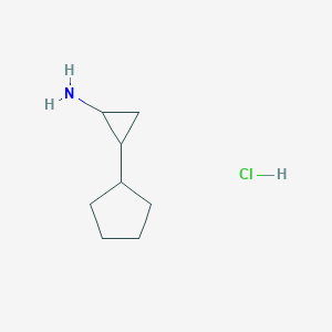 molecular formula C8H16ClN B2870712 2-cyclopentylcyclopropan-1-amine hydrochloride, Mixture of diastereomers CAS No. 2138142-25-1