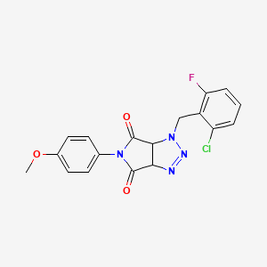 molecular formula C18H14ClFN4O3 B2870713 1-(2-chloro-6-fluorobenzyl)-5-(4-methoxyphenyl)-3a,6a-dihydropyrrolo[3,4-d][1,2,3]triazole-4,6(1H,5H)-dione CAS No. 1008976-88-2