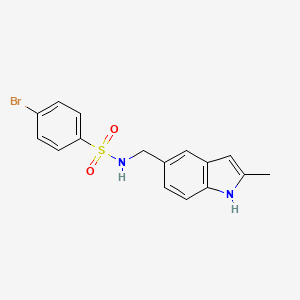 molecular formula C16H15BrN2O2S B2870716 4-bromo-N-((2-methyl-1H-indol-5-yl)methyl)benzenesulfonamide CAS No. 852138-80-8