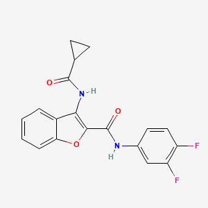 molecular formula C19H14F2N2O3 B2870720 3-(cyclopropanecarboxamido)-N-(3,4-difluorophenyl)benzofuran-2-carboxamide CAS No. 872609-15-9